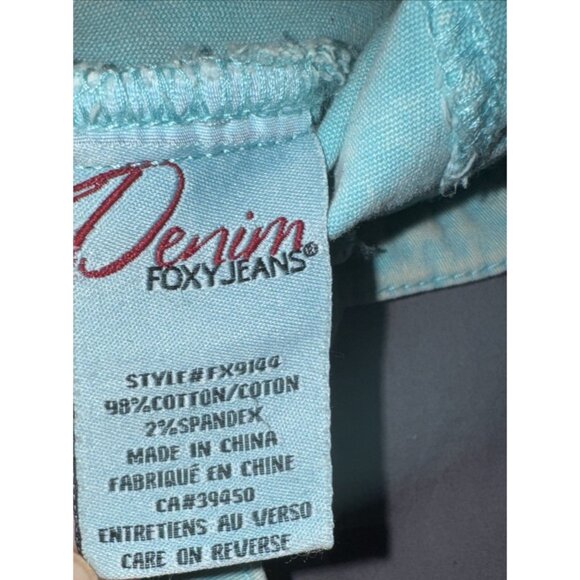 Denim Foxy Jeans Soft Turquoise Cropped Jacket Size Small - Picture 5 of 5